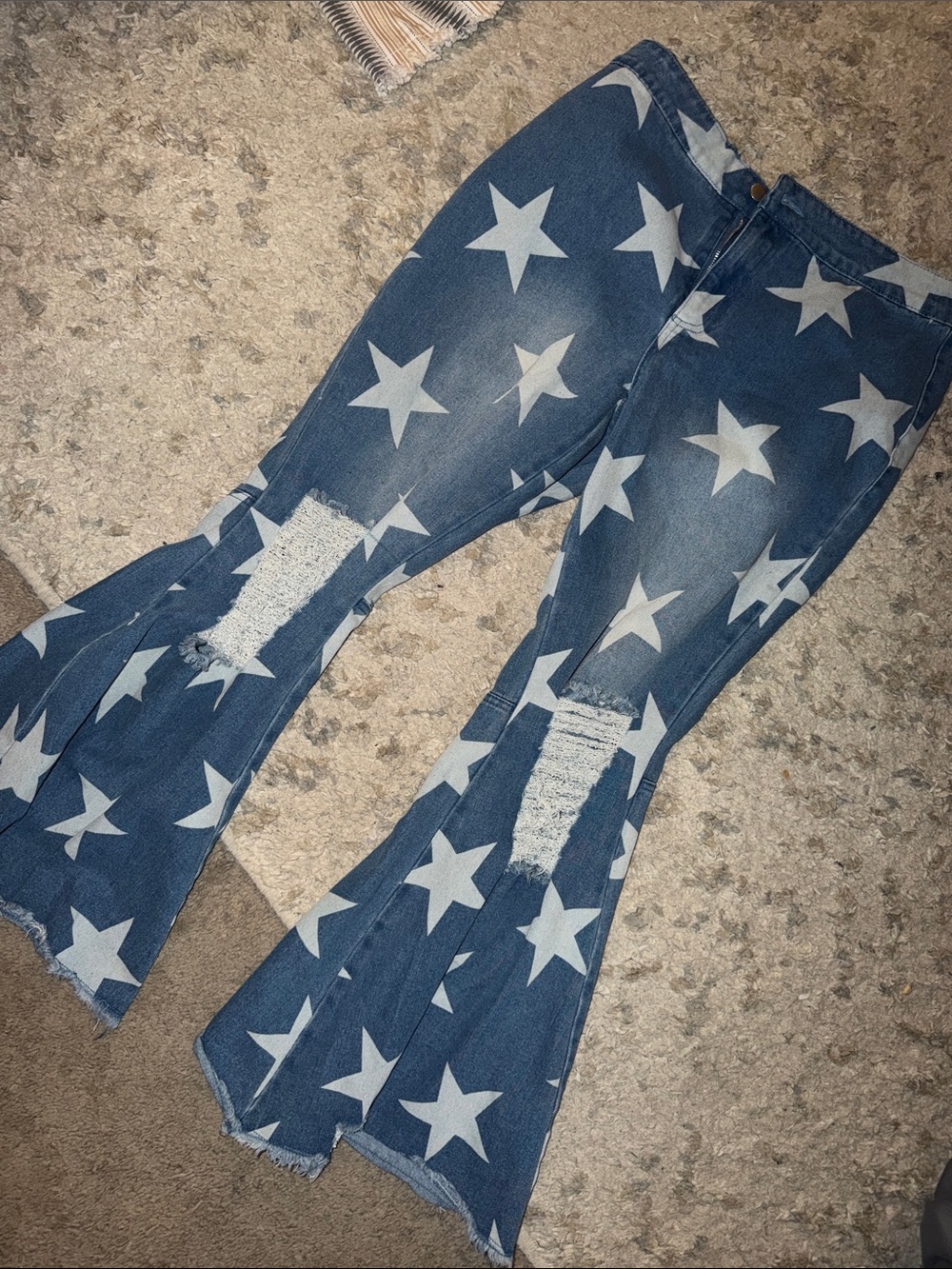 BiBi Blue Skinny Jeans with White Star Print